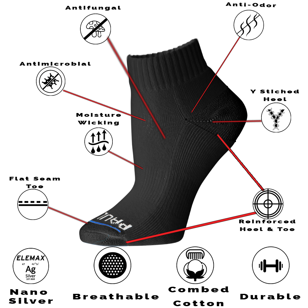 ELEMAX Women's Silver Edge Black Sock