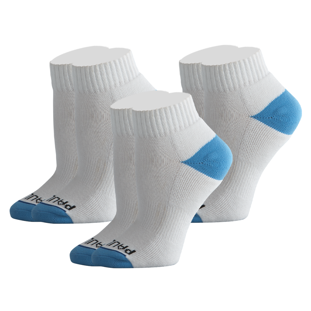 ELEMAX Silver Women's White/Blue Heel and Toe Sock Block (3 pairs