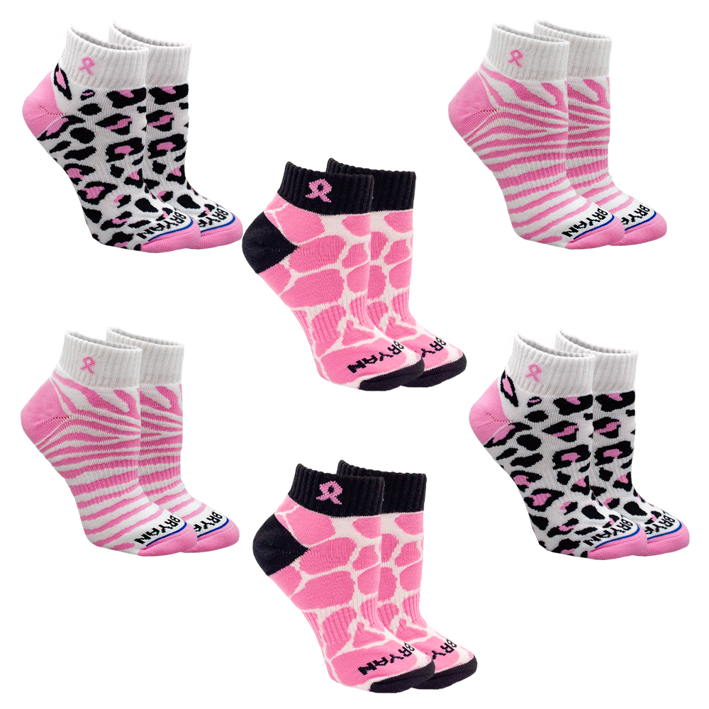 Breast Cancer Awareness Pink Ribbon Safari Pack 6 Pair Multipack