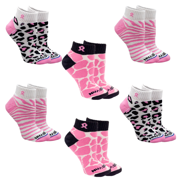 Breast Cancer Awareness Pink Ribbon Safari Pack 6 Pair Multipack