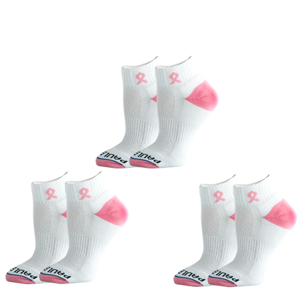 Breast Cancer Awareness Pink Ribbon Classic Quarter 3 Pair Multipack