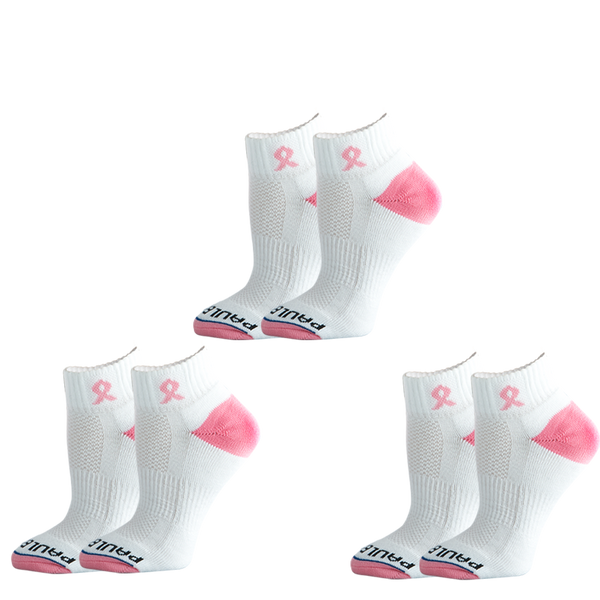 Breast Cancer Awareness Pink Ribbon Classic Quarter 3 Pair Multipack