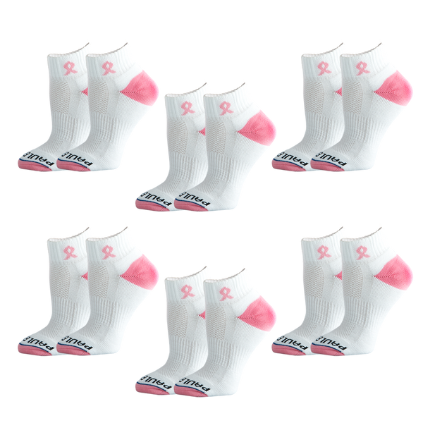 Breast Cancer Awareness Pink Ribbon Classic Quarter 6 Pair Multipack