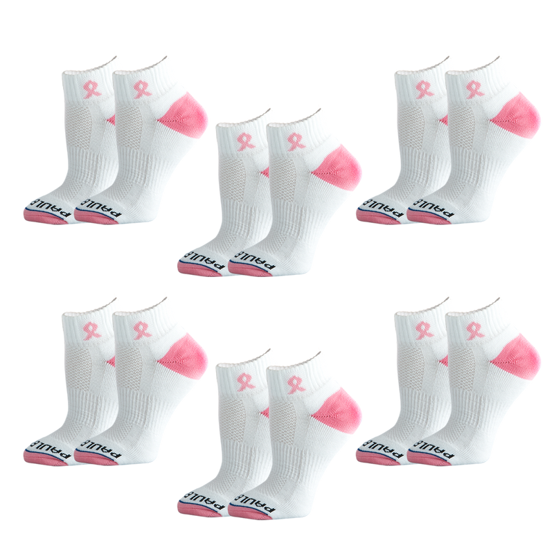 Breast Cancer Awareness Pink Ribbon Classic Quarter 6 Pair Multipack