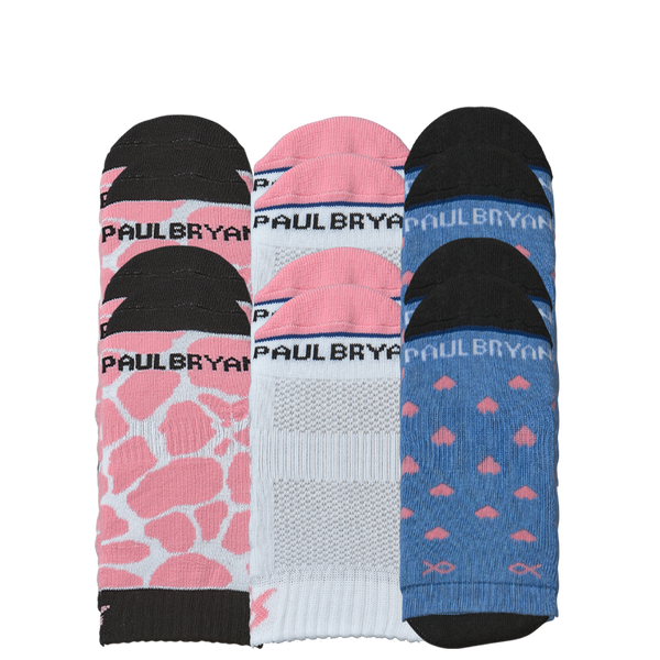 Breast Cancer Awareness Pink Ribbon Variety Pack 6 Pair Multipack