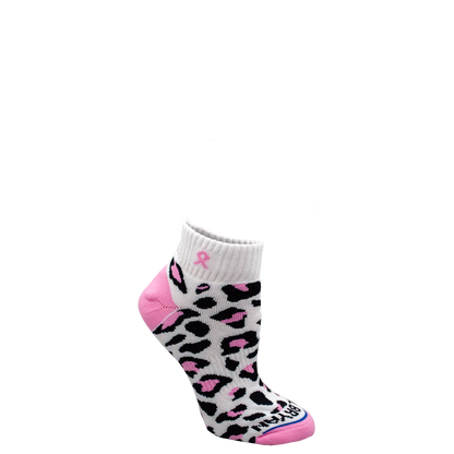 Pink Ribbon Leopard Print Quarter Sock