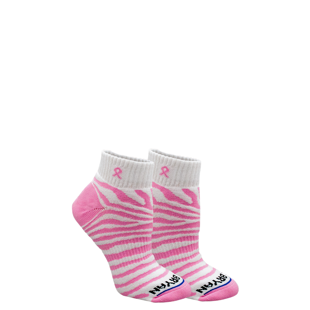 Pink Ribbon Tiger Print Quarter Sock