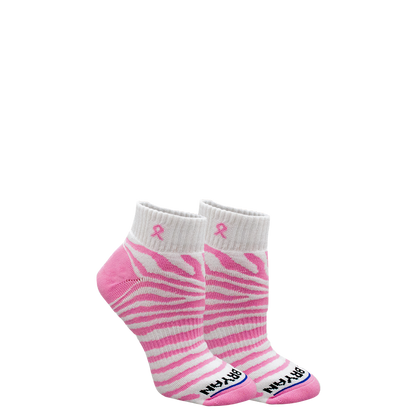 Pink Ribbon Tiger Print Quarter Sock