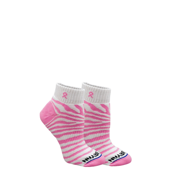 Pink Ribbon Tiger Print Quarter Sock