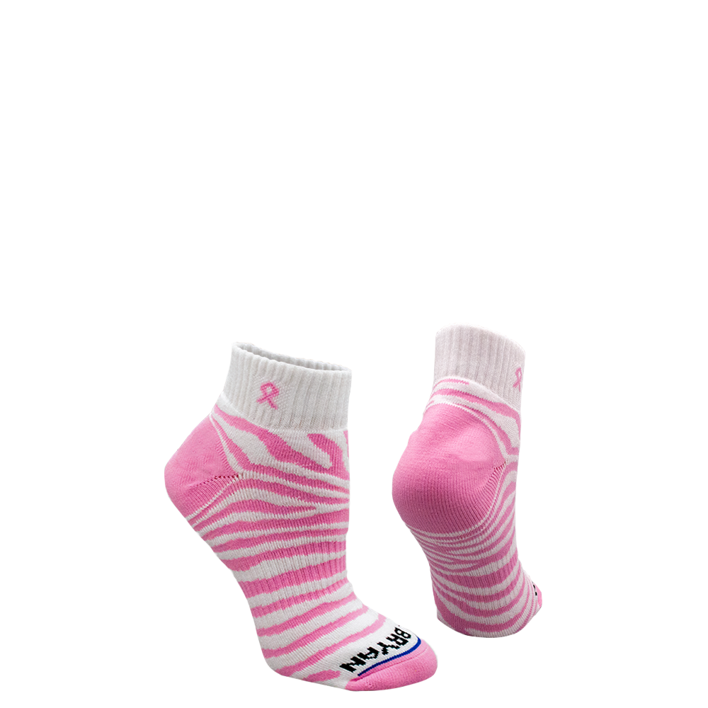 Pink Ribbon Tiger Print Quarter Sock