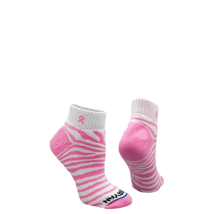 Pink Ribbon Tiger Print Quarter Sock