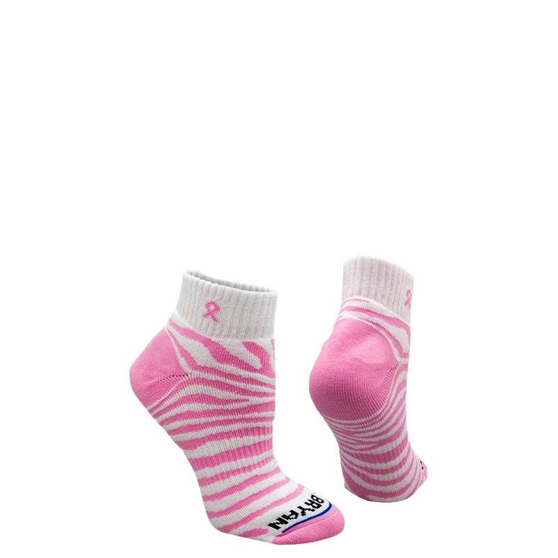 Pink Ribbon Tiger Print Quarter Sock