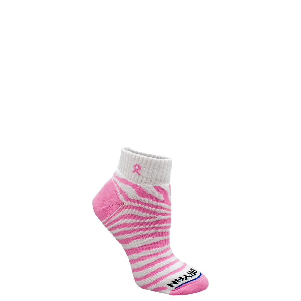 Pink Ribbon Tiger Print Quarter Sock