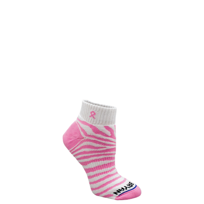 Pink Ribbon Tiger Print Quarter Sock