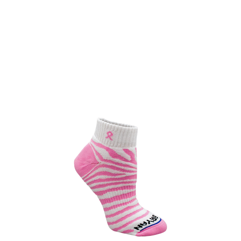 Pink Ribbon Tiger Print Quarter Sock