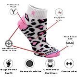 Pink Ribbon Leopard Print Quarter Sock