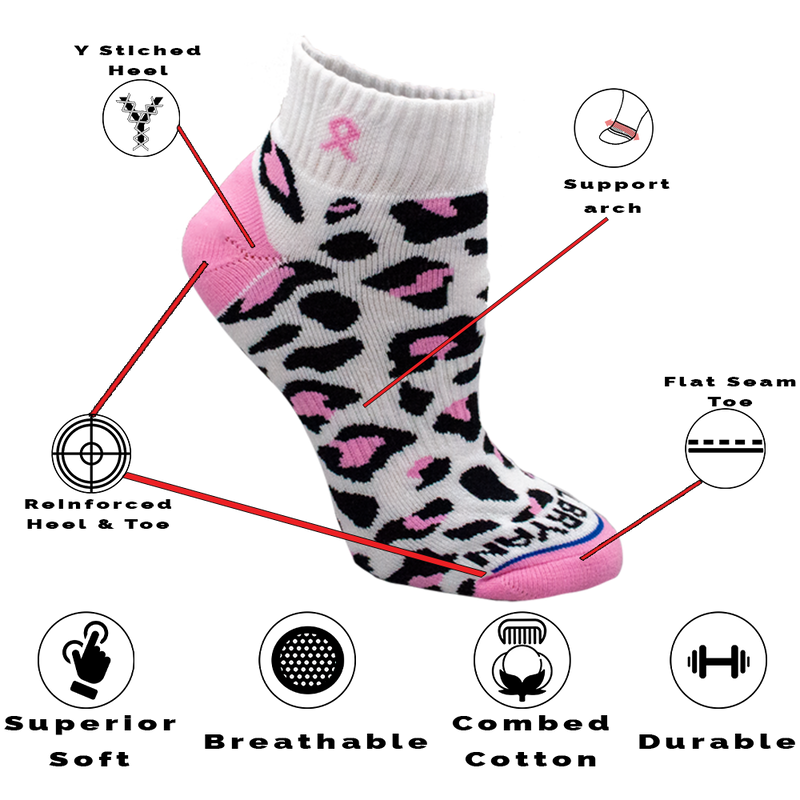 Breast Cancer Awareness Pink Ribbon Safari Pack 6 Pair Multipack