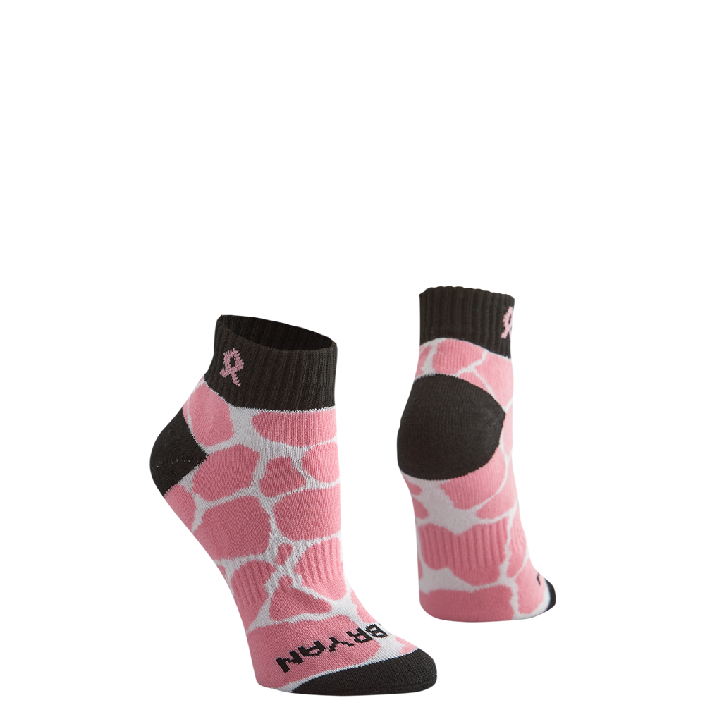 Pink Ribbon Giraffe Quarter Sock