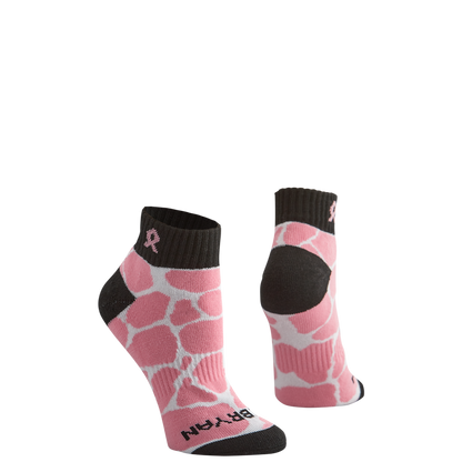 Pink Ribbon Giraffe Quarter Sock