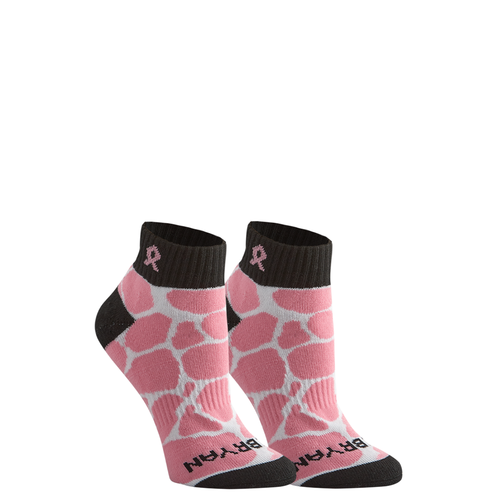 Women's Pink Ribbon Giraffe Quarter Sock