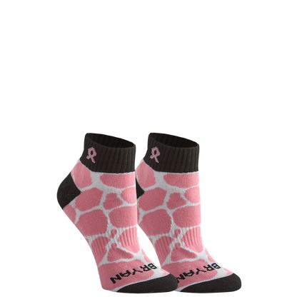 Women's Pink Ribbon Giraffe Quarter Sock