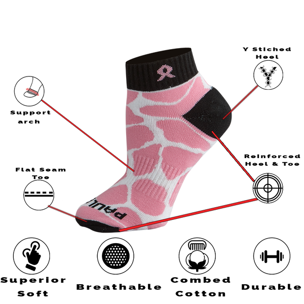 Pink Ribbon Giraffe Quarter Sock