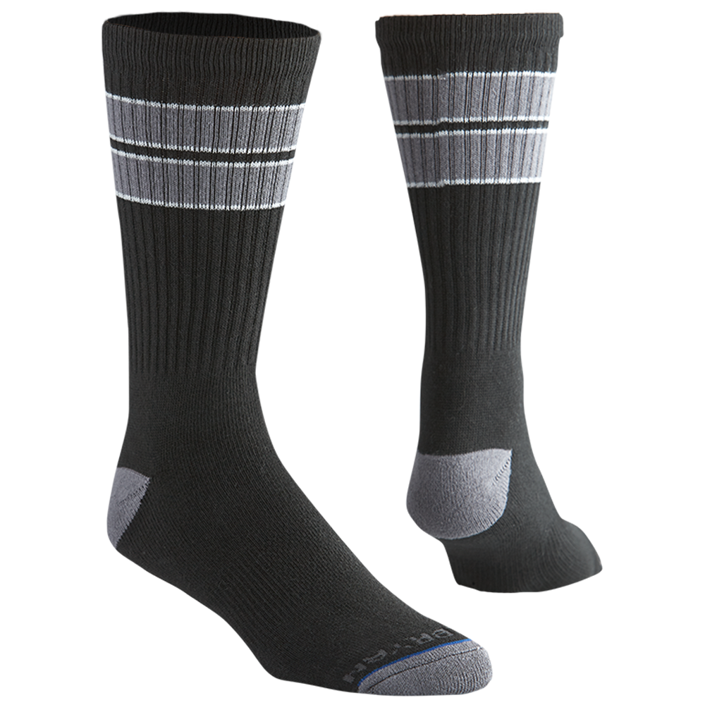 Paul Bryan OG Crew Mid Calf Striped Crew Sock - Black