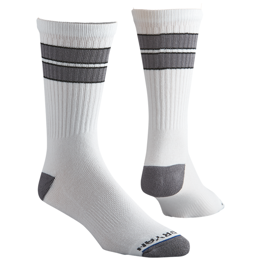 Paul Bryan OG Crew Mid Calf Striped Crew Sock - White