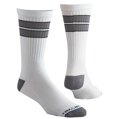 Paul Bryan OG Crew Mid Calf Striped Crew Sock - White